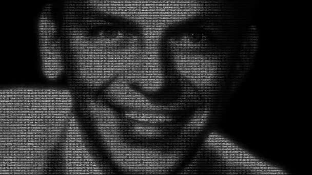 Animazione del volto di Frank Sinatra fatta con numeri in esecuzione — Video Stock