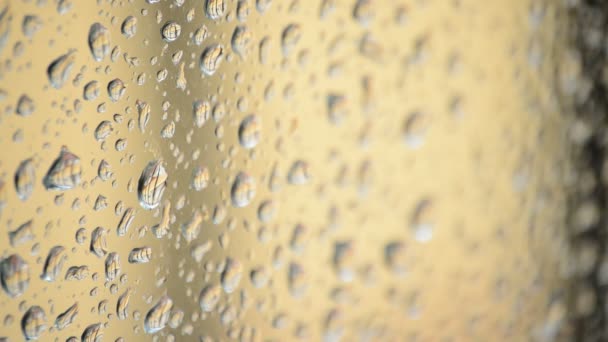 Gotas de lluvia deslizándose por la ventana de una habitación — Vídeo de stock