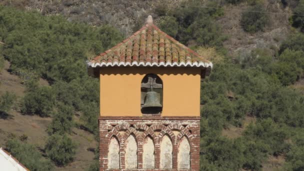 Старий Християнський Церковний Дзвін Збудований Арабському Мінареті Арчесі Іспанія — стокове відео