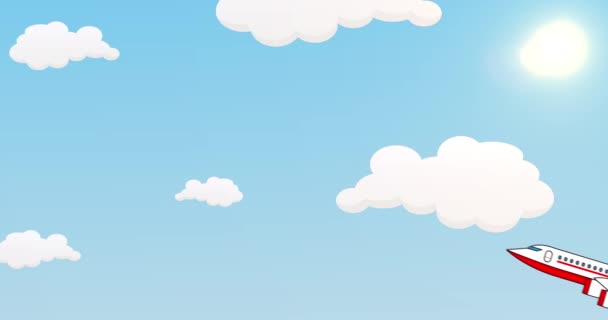 Passagierflugzeuge Starten Bei Blauem Himmel Mit Wolken Einem Sonnigen Tag — Stockvideo