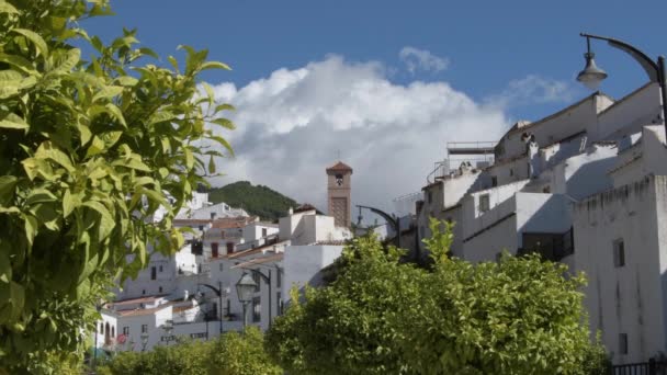 Vista Ciudad Salares Con Antigua Torre Iglesia Salares España — Vídeo de stock
