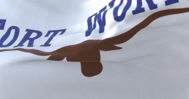 Fort Worth bayrağı, Teksas şehri, Amerika Birleşik Devletleri, yavaş döngü