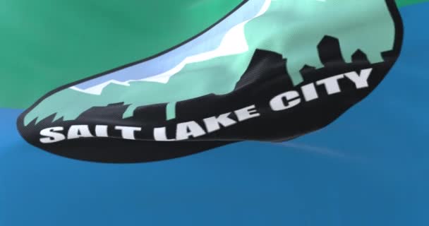 美利坚合众国犹他州盐湖城旗 慢速回旋 — 图库视频影像