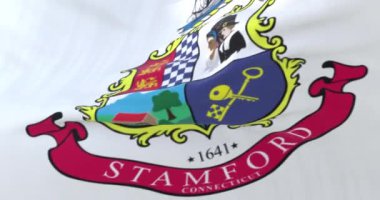 Stamford bayrağı, Connecticut şehri, Amerika Birleşik Devletleri, yavaş döngü