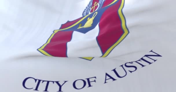 美利坚合众国得克萨斯州奥斯汀市的国旗 — 图库视频影像