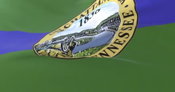 Флаг Города Чаттануга Закате Город Соединенные Штаты Америки Петля — стоковое видео