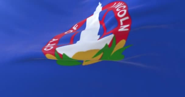 Bandeira Lincoln Capital Nebraska Estados Unidos Acenando Vento Laço — Vídeo de Stock