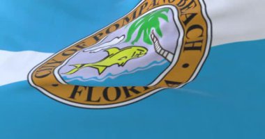 Pompano Sahili bayrağı, Florida, Birleşik Devletler, rüzgarda sallanıyor, yavaş. Döngü