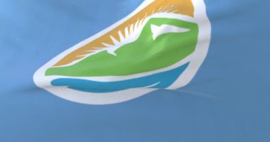 Provo şehrinin bayrağı, Utah, Birleşik Devletler, rüzgarda sallanıyor, yavaş. Döngü