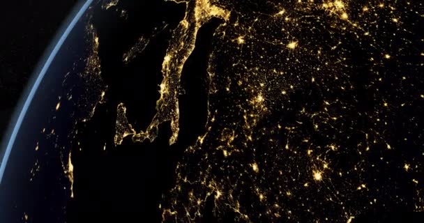 Itália Noite Planeta Terra Girando Espaço — Vídeo de Stock