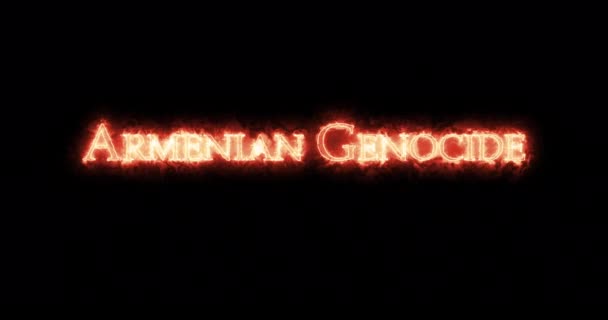 Armenian Genocide Written Fire Loop — Stock Video