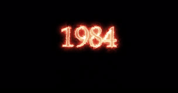 1984 Mit Feuer Geschrieben Schleife — Stockvideo