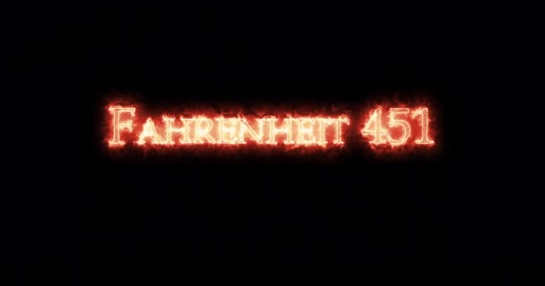 Fahrenheit 451 Mit Feuer Geschrieben Schleife — Stockvideo