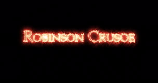 Robinson Crusoe Scritto Con Fuoco Ciclo — Video Stock