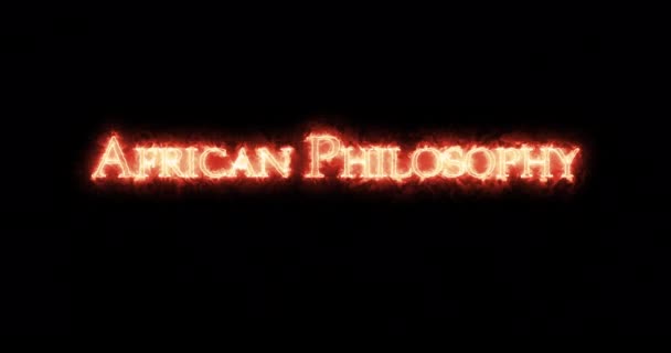 African Philosophy Written Fire Loop — Stock Video