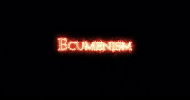 Ecumenism Written Fire Loop — Stock Video