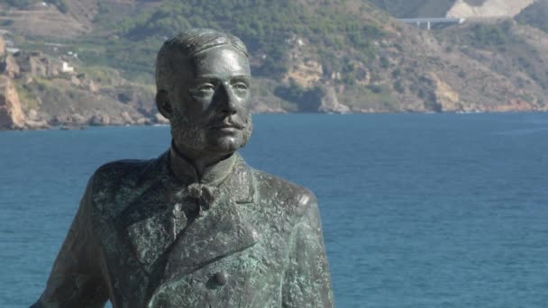 Estatua Del Rey Alfonso Xii Europa Balcón Nerja España — Vídeo de stock