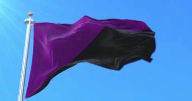 Anarşizm bayrağı rüzgarda sallanıyor, yavaşça. Döngü