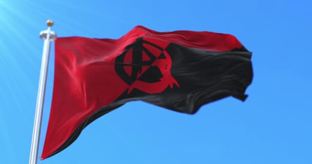 Прапор Анархізму Махає Повільно Петлі — стокове відео
