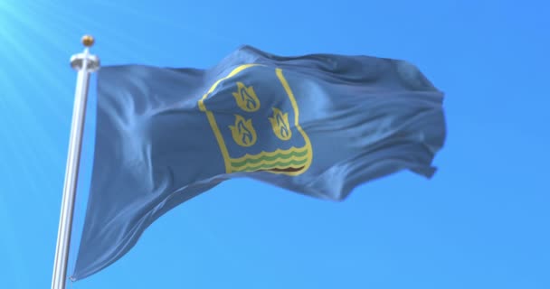 Vlag Van Baku Hoofdstad Van Azerbeidzjan Lijn — Stockvideo