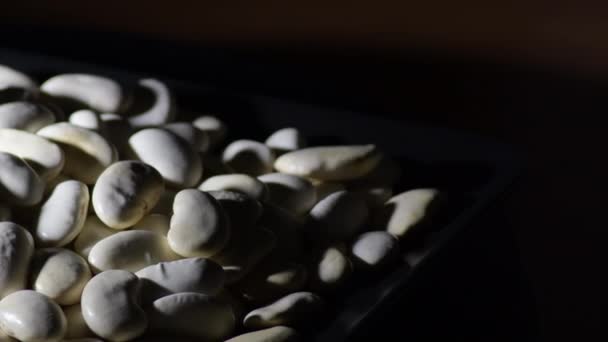 Frijoles Blancos Crudos Con Una Luz Íntima Girando — Vídeo de stock