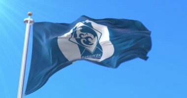 Kırgızistan 'ın başkenti Bishkek' in bayrağı. Döngü