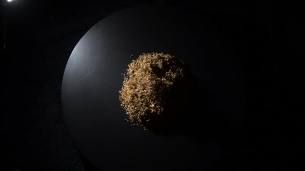 Mountain Tobacco Strands Black Background Rotation — Stock Video