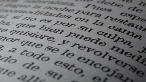 Слова Испанском Языке Странице Открытого Переворачивания Книги — стоковое видео