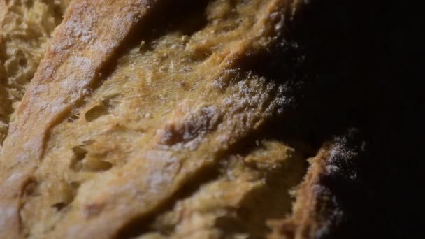 Detail Crusty Bread Intimate Light Rotation — Stock Video