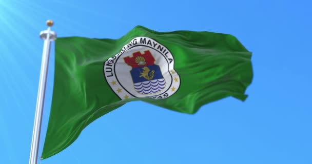 Bandiera Manila Capitale Delle Filippine Ciclo — Video Stock