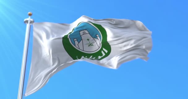 Vlag Van Riyad Hoofdstad Van Saudi Arabië Loop — Stockvideo