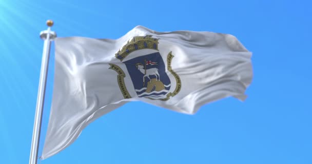 Flagge Von San Juan Der Hauptstadt Von Puerto Rico Schleife — Stockvideo