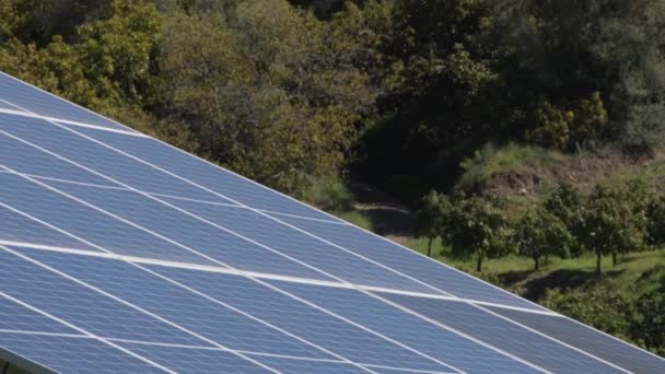 Painel Solar Campo Dia Ensolarado — Vídeo de Stock