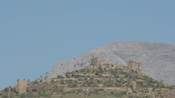 Restos Del Antiguo Castillo Zalia Alcaucin España — Vídeos de Stock