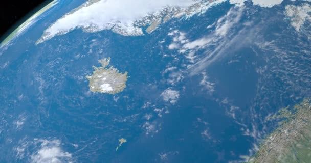 惑星地球のアイスランド 宇宙からの空中の眺め — ストック動画