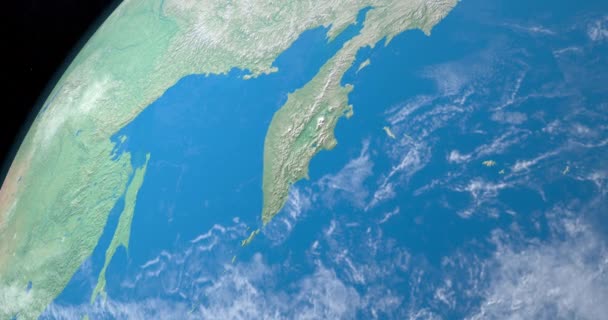 Péninsule Kamchatka Sur Planète Terre Vue Aérienne Depuis Espace — Video