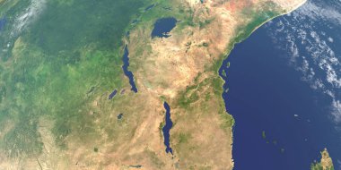 Dünya 'daki Afrika Büyük Gölleri, uzaydan gelen hava manzarası