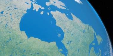 Hudson Körfezi Dünya gezegeninde, hava manzaralı.