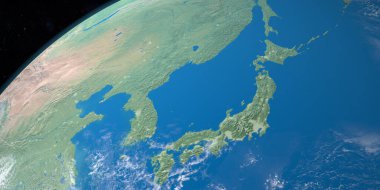 Dünya 'daki Japon Denizi, uzaydan gelen hava manzarası