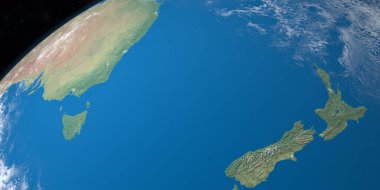 Dünya gezegeninde Tasman Denizi, dış uzaydan hava görüntüsü