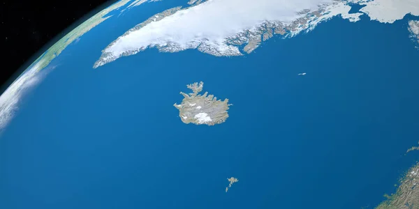 Iceland in planet earth, aerial view from outer space