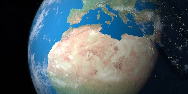Desierto Del Sahara Planeta Tierra Vista Aérea Desde Espacio Exterior — Foto de Stock