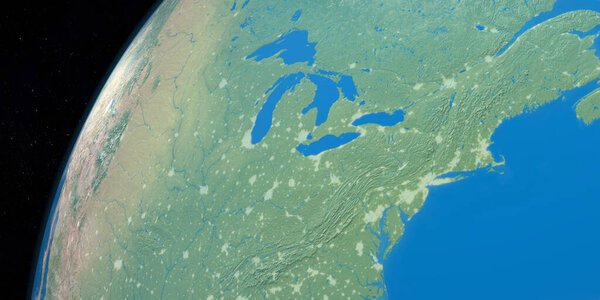 Lake Superior in planet earth, aerial view from outer space