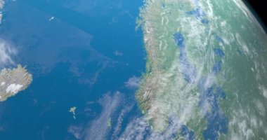 Dünya gezegeninde Norveç Denizi, dış uzaydan hava manzarası