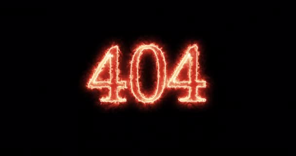 404 Escrito Con Fuego Bucle — Vídeo de stock