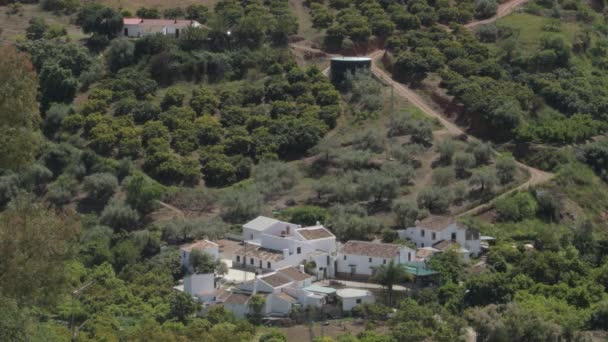 White Houses Andalusian Farmhouse Axarquia Malaga Sunny Day — Stock Video