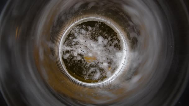 Espuma Cerveza Fermentando Vaso — Vídeos de Stock