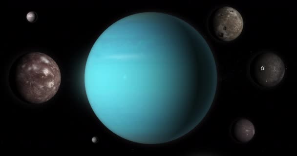 Uranus Planeet Haar Manen Ruimte — Stockvideo