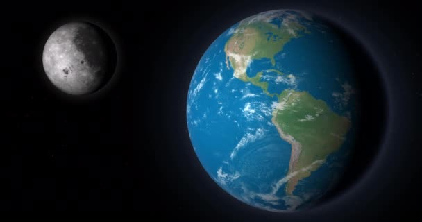 宇宙空間の地球と月 — ストック動画