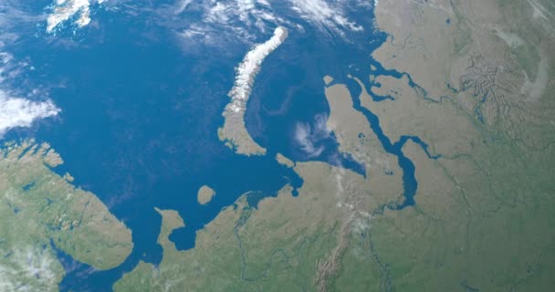 Barents Mer Dans Planète Terre Vue Aérienne Depuis Espace — Video